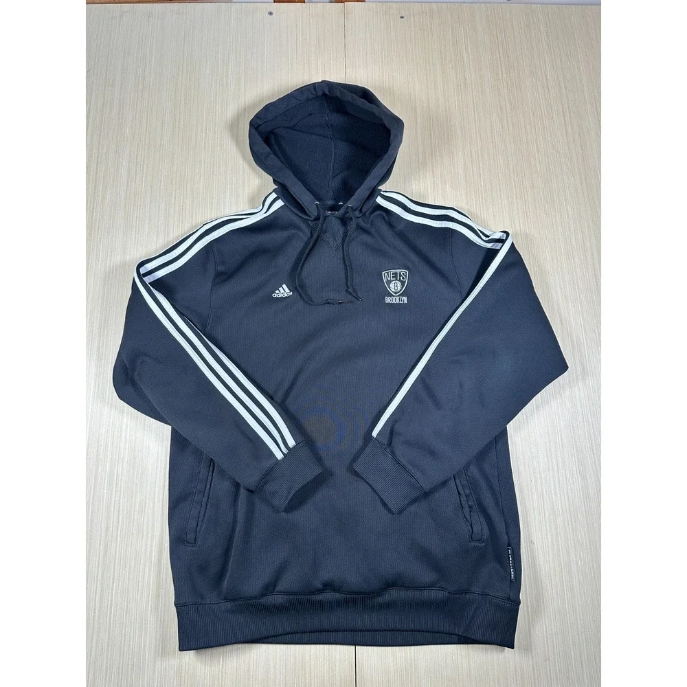 Adidas Hoodie Mens Large Navy Blue Brooklyn Nets Athletic Training Performance